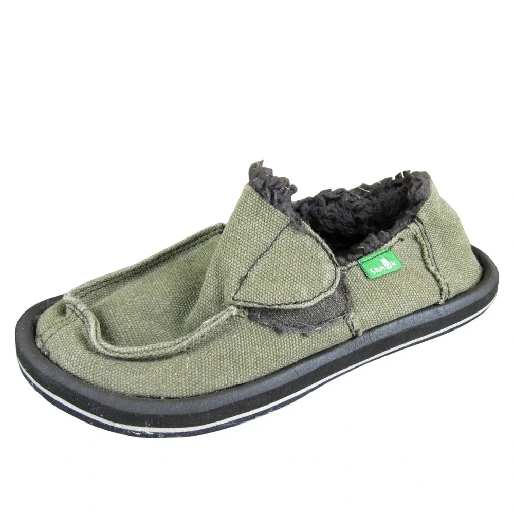 Sanuk Boys Slip-On  Sz T 10 Medium Brown Fabric Slip‎ On